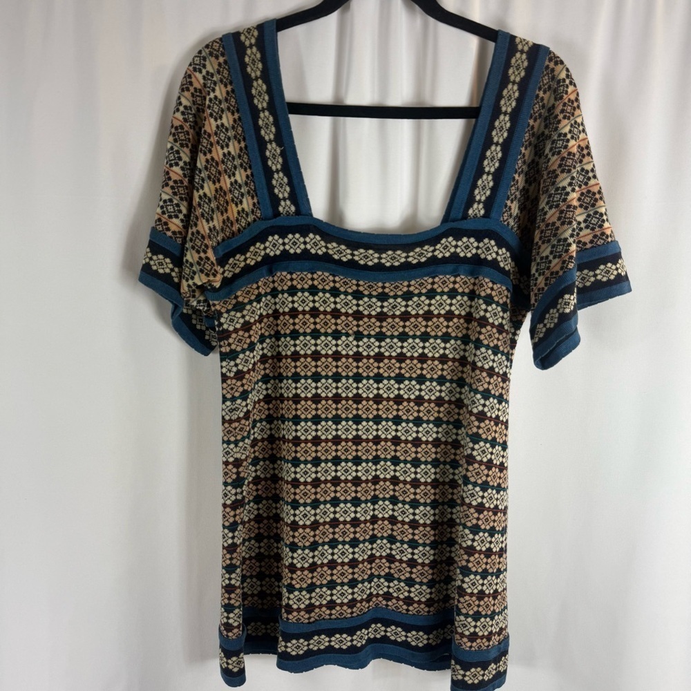 Womens Marc by Marc Jacobs Distresse Cotton Rayon Blend Multicolor Top Size:M